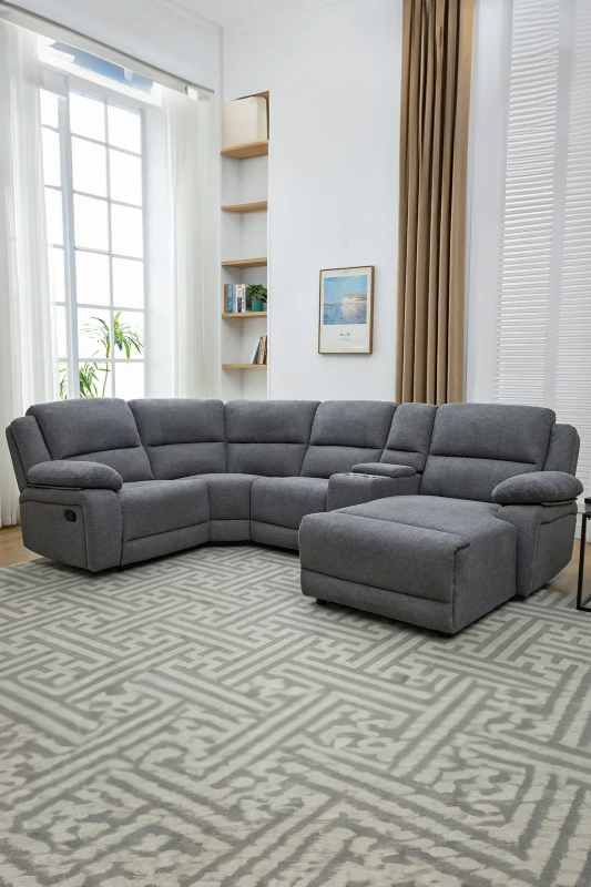 Image of More4Homes Dublin 4 Seater Fabric Corner Recliner Sofa Dark Grey