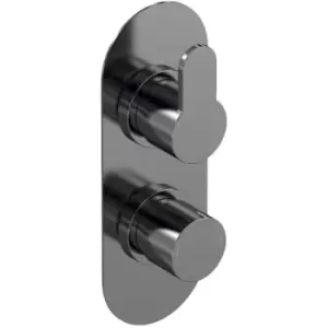 image of Arvan Brushed Gunmetal Twin Concealed Thermostatic Shower Valve - ARV7TW01 - Brushed Gun Metal - Nuie