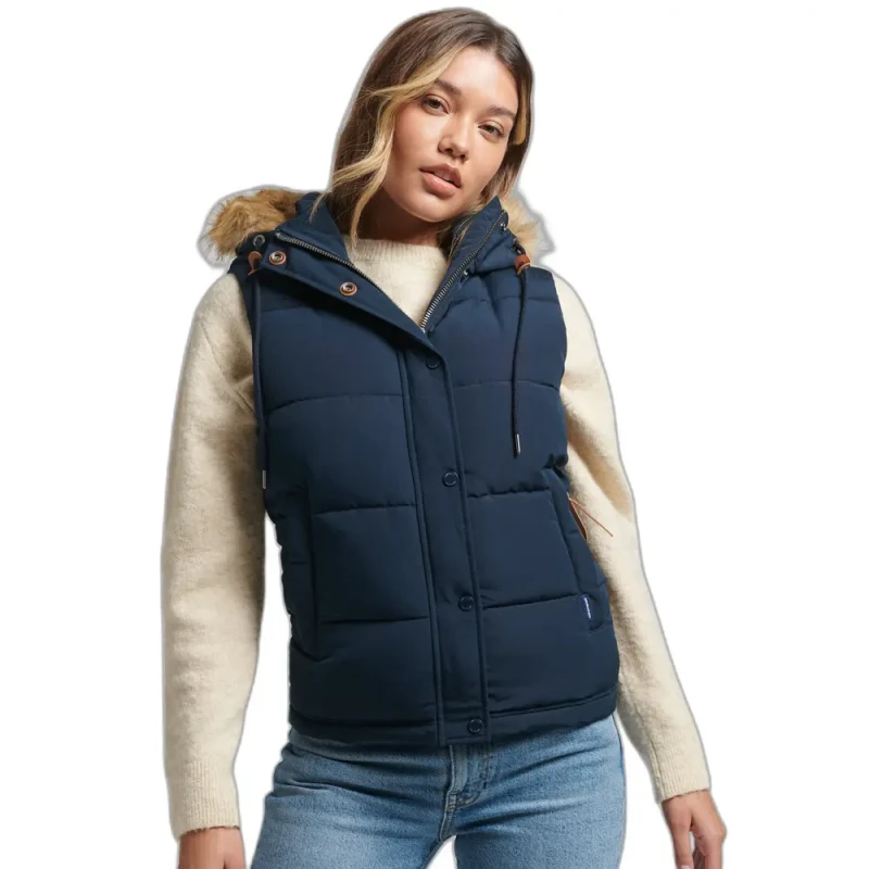 Image of Superdry Sleeveless Puffer Jacket Superdry Everest Bleu Female S