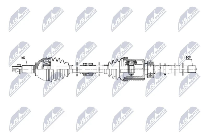 Image of NTY NPW-NS-177 Drive shaft Automatic Transmission, Front Axle Right Drive Shaft (13)