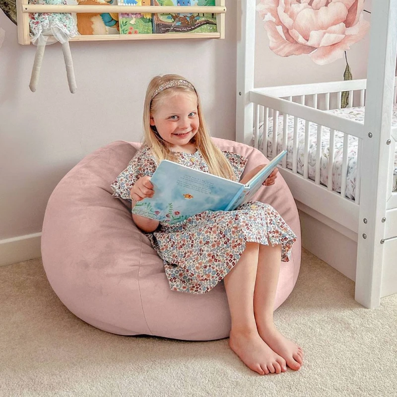Image of rucomfy Beanbags rucomfy Kids Slouchbag Bean Bag - Velvet - Pink 056-MSLB-PNK