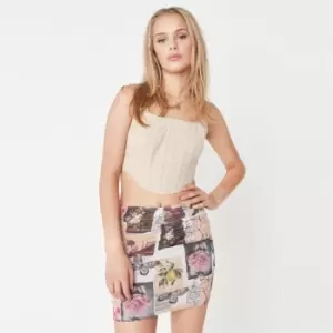 image of Missguided Mesh Ruched Mini Skirt Print - Multi