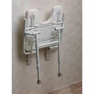 image of Nrs Healthcare Wall Mounted Shower Seat With Legs - White