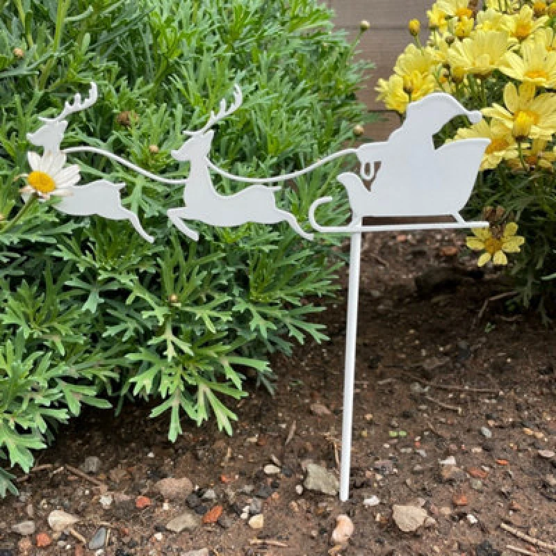 Image of Poppy Forge Santa Pot Pin Garden Art (Pack Of 3) - H25cm - White