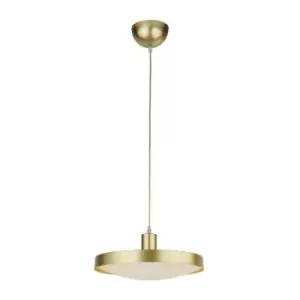 Image of Searchlight Saucer LED Pendant - Gold With Crystal Sand Diffuser