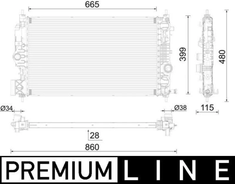 Image of MAHLE CR 2592 000P Engine radiator Aluminium, Brazed cooling fins Radiator,engine cooling (470)