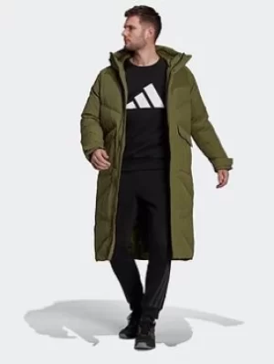 Image of adidas Big Baffle Down Coat, Blue Size XS Men