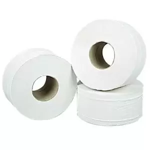 image of 2Work Mini Jumbo Toilet Roll 2-Ply White 92mmx200m Core 76mm Pack of