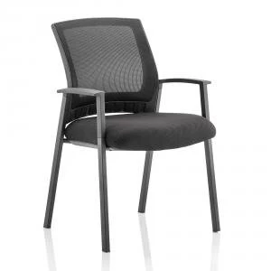 image of Trexus Metro Visitor Chair With Arms Fabric Seat Mesh Back Black Ref