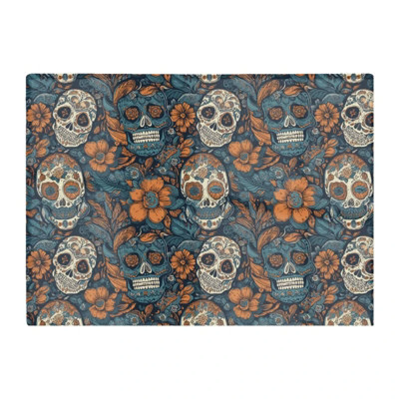 Image of Warren Reed Designer Dia De Los Muertos Skulls Pattern Glass Chopping Board