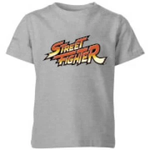 image of Street Fighter Logo Kids T-Shirt - Grey - 11-12 Years