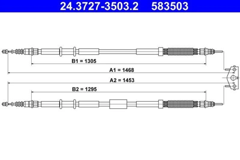 Image of ATE 24.3727-3503.2 Brake Cable 1468mm Cable,parking brake (124)