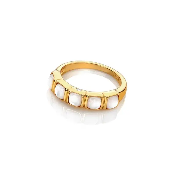 Image of Hot Diamonds x Gemstones Square MOP Ring DR264/XS Size: Size XS