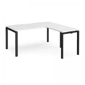 Image of Adapt desk 1600mm x 800mm with 800mm return desk - Black frame and