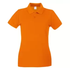 Image of Womens/Ladies Fitted Short Sleeve Casual Polo Shirt (Large) (Bright Orange)