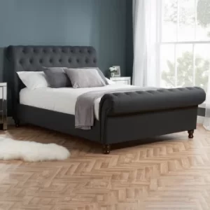 image of Castello Charcoal Sleigh Fabric Bed Frame Charcoal