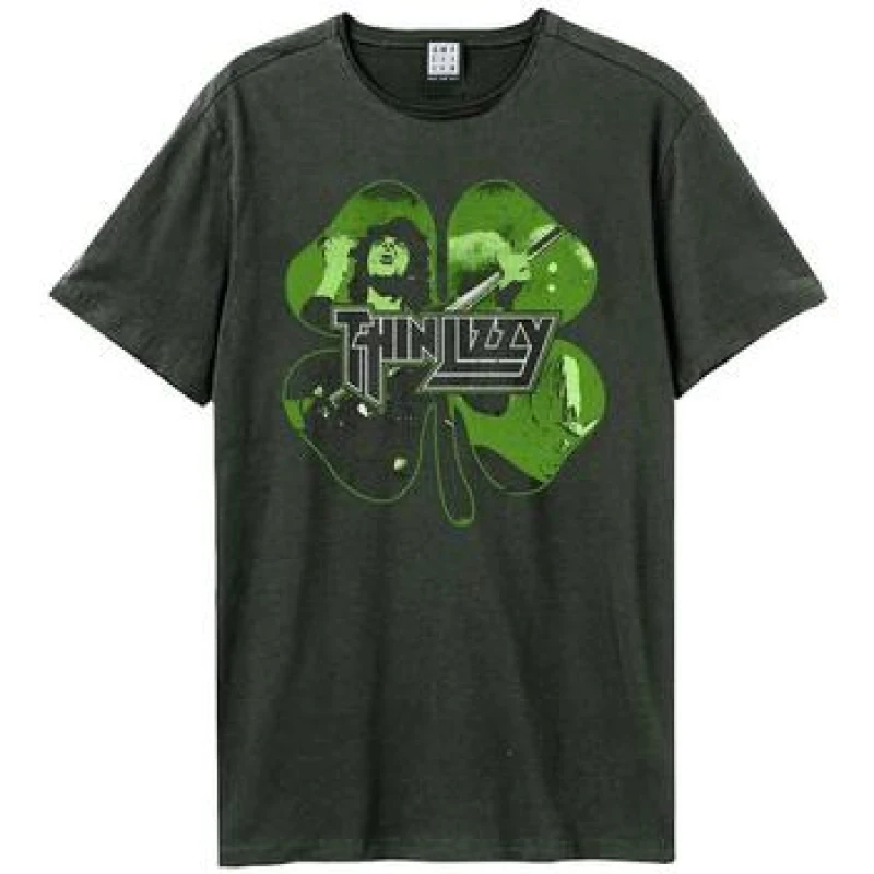 Image of Amplified Amplified Men Shamrock Thin Lizzy T-Shirt in Charcoal Size: X-Small Charcoal XS Male 5063750911595