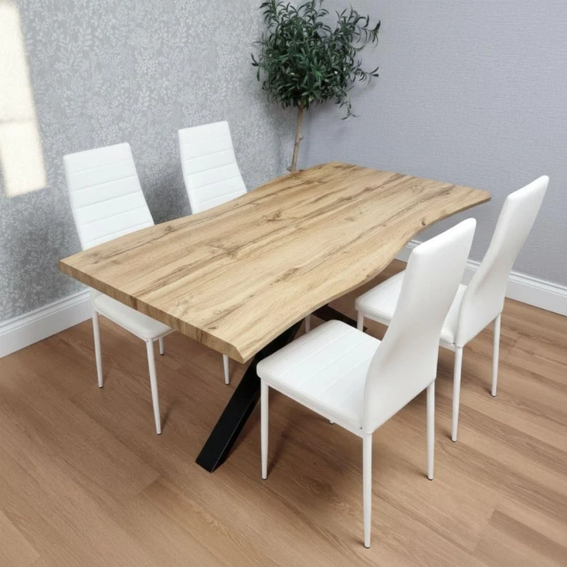 Image of Kosy Koala Dining Table Set With 4 White Chairs Kitchen Dining Room Furniture