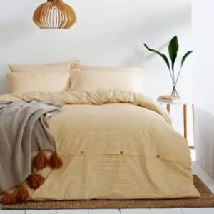 Image of The Linen Yard Holbury Duvet and Pillowcase Set (King) (Ochre)