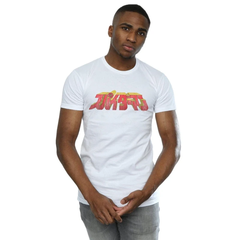 Image of Marvel Marvel Men Spider-Man Logo T-Shirt in White Size: Small White S Male 5059308703354