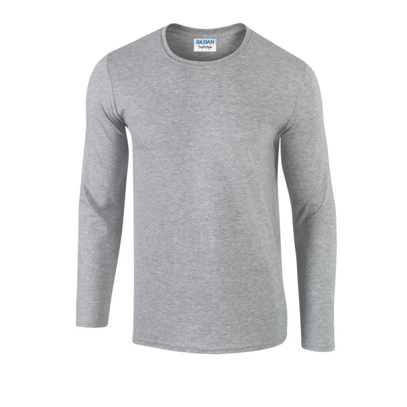 Image of Gildan Softstyle Polycotton Long-Sleeved T-Shirt Grey male