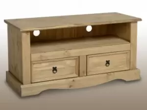 Image of Seconique Corona Pine Flat Screen Wooden 2 Drawer TV Cabinet Flat Packed