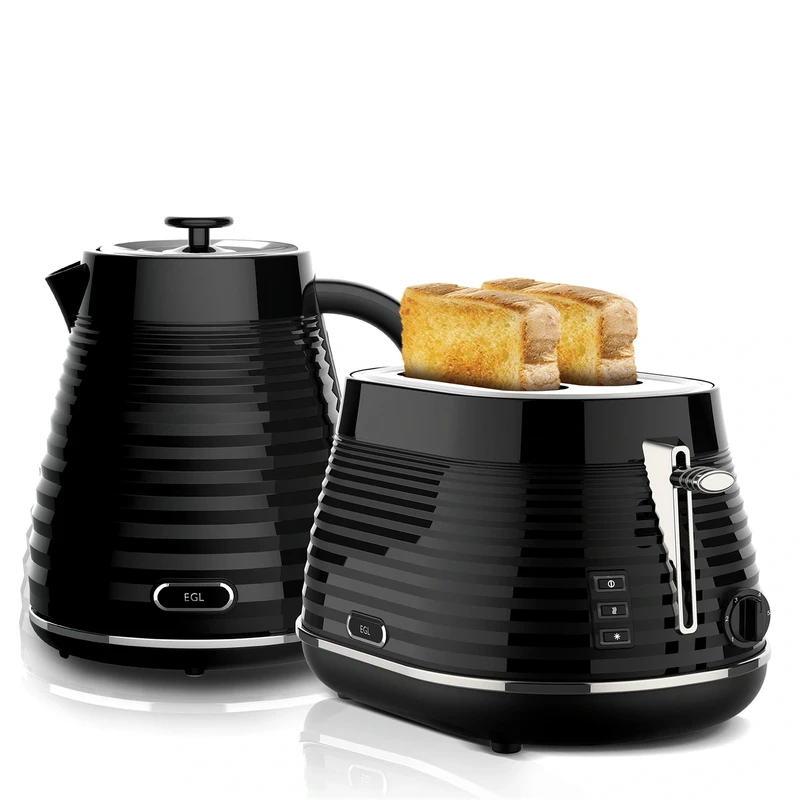 Image of EGL Kettle and 2 Slice Toaster - Black One Size