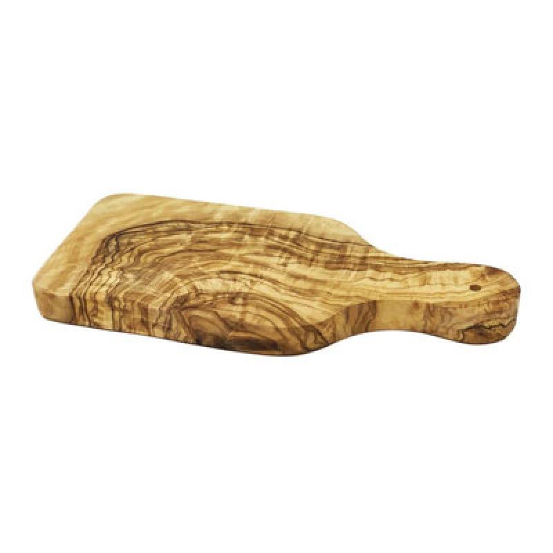 Image of Verano Spanish Ceramics Olive Wood Natural Grained Rustic Kitchen Dining Small Serving Board w/ Handle (L) 23cm x (W) 10cm Natural unisex
