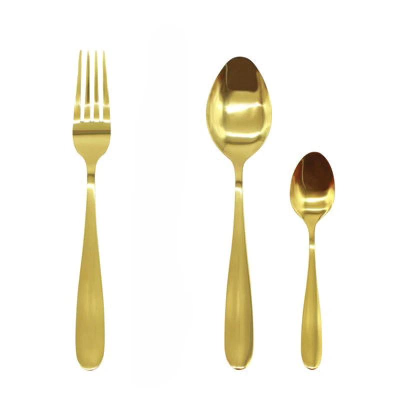 Image of Glim & Glam Cutlery Sets Gold Stainless Steel Light Spoon Fork 16 Piece Set Gold unisex