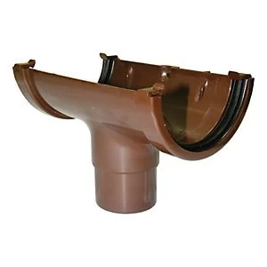 image of FloPlast ROM1BR Miniflo Gutter Running Outlet - Brown