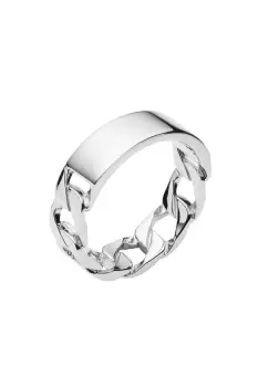 image of Platinum Plated Recycled Sterling Silver ID Bar Curb Chain Ring