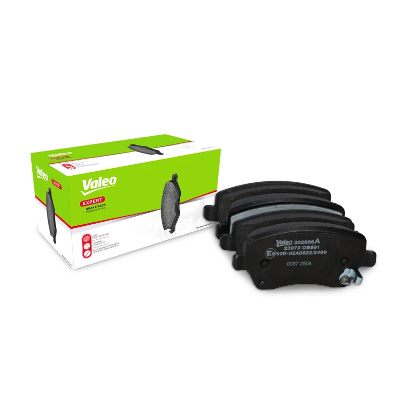 Image of VALEO 302686A Brake pad set EXPERT Front Axle, incl. wear warning contact, with anti-squeak plate Brake Pad Set,disc brake (402)
