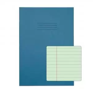 image of RHINO A4 Tinted Exercise Book 48 Pages 24 Leaf Light Blue with Green