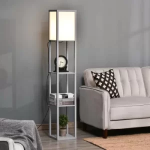Image of Floor Lamp with 3 Shelves, Grey