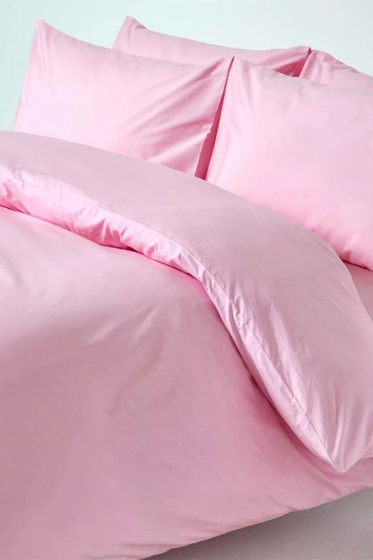 Image of Homescapes Pink Egyptian Cotton Duvet Cover With Pillowcases 200 Tc, Double
