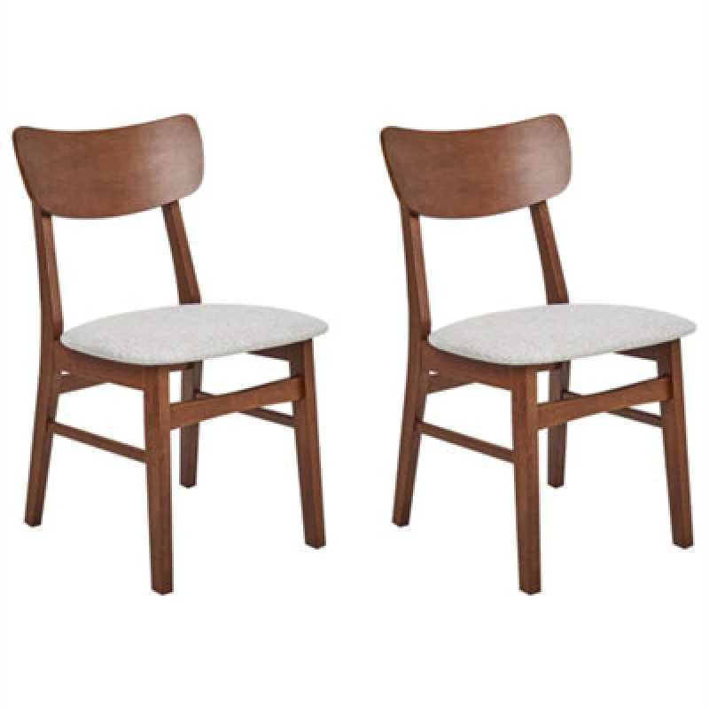 Image of Beliani Set Of 2 Dining Chairs Anoka Wood Brown/ Grey