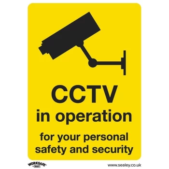 image of SS40V10 Warning Safety Sign - CCTV - Self-Adhesive Vinyl - Pack of 10 - Sealey