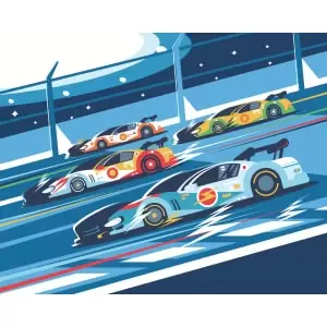 Image of Origin Murals Sports Cars Blue Wall Mural - 3.5 x 2.8m