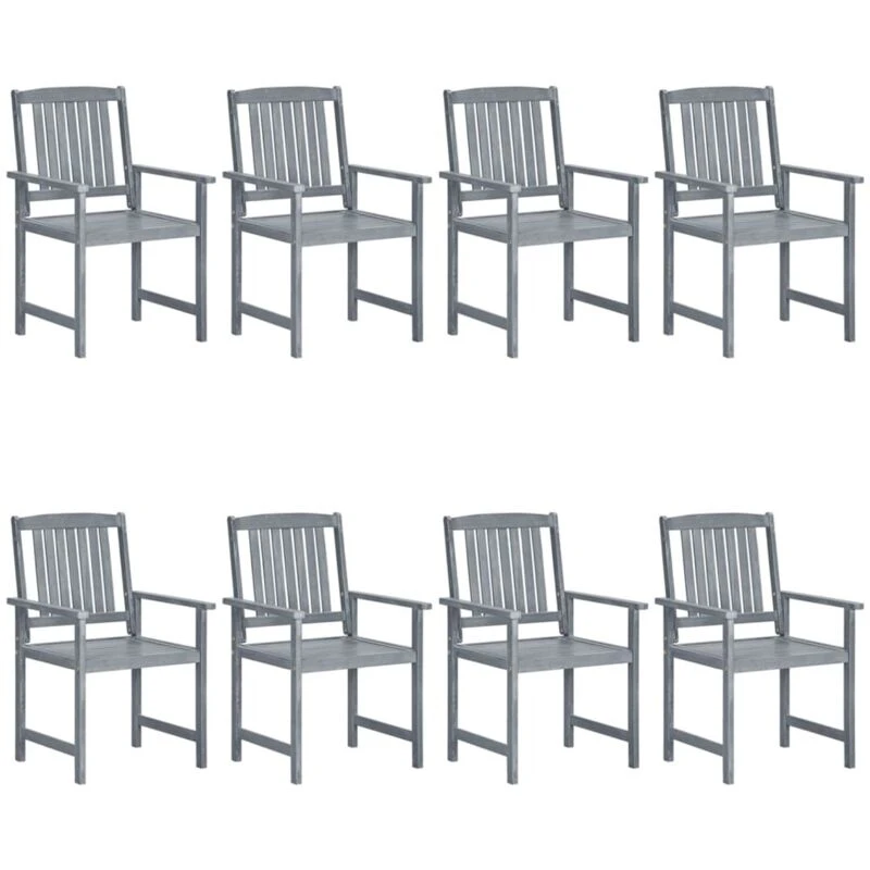 Image of VIDAXL Garden Chairs 8 pcs Solid Acacia Wood Grey Vidaxl 8720286507988