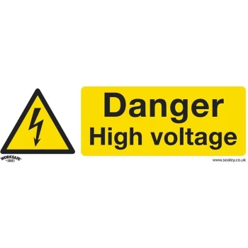 image of SS48P10 Warning Safety Sign - Danger High Voltage - Rigid Plastic - Pack of 10 - Sealey