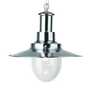 Image of 1 Light Dome Ceiling Pendant Satin Silver, Seeded Glass, E27