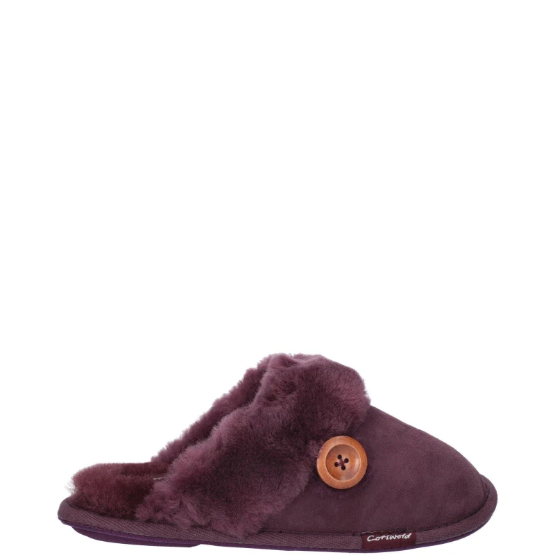 Image of Costwold Womens Lechlade Sheepskin Clog Mule Slippers - UK 3 Purple female GDE2717PUR3