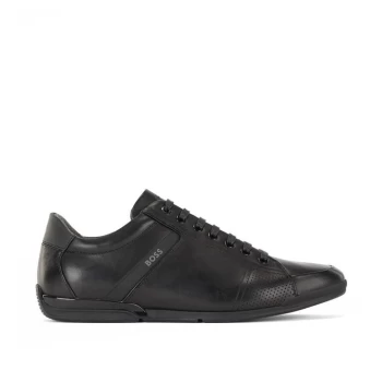 Image of Boss Saturn Smooth Leather Trainers - Black