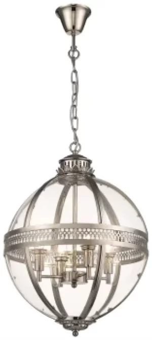 Image of Spring 4 Light Round Ceiling Pendant Nickel with Glass, Glass, E14