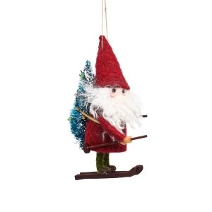 image of Sass & Belle Skiing Santa Felt Decoration