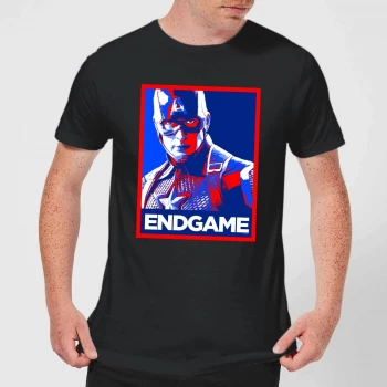 Image of Avengers Endgame Captain America Poster Mens T-Shirt - Black - 3XL - Black