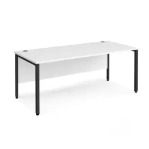 image of Office Desk 1800mm Rectangular Desk With Bench Leg White Tops With Black Frames Maestro 25