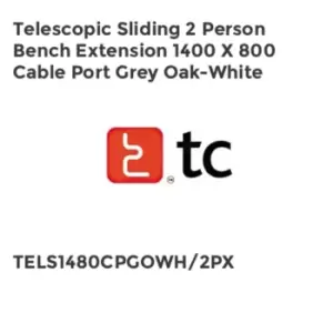 image of TC Group Telescopic Sliding 2 Person Bench Extension 1400 x 800 Cable Port Grey