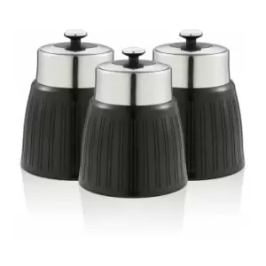 image of Swan - Retro Set of 3 Canisters Black - BLACK