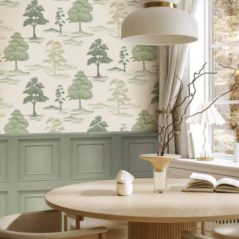 Image of Belgravia Decor Carlotta Tree Sage/ Cream, Green 9037